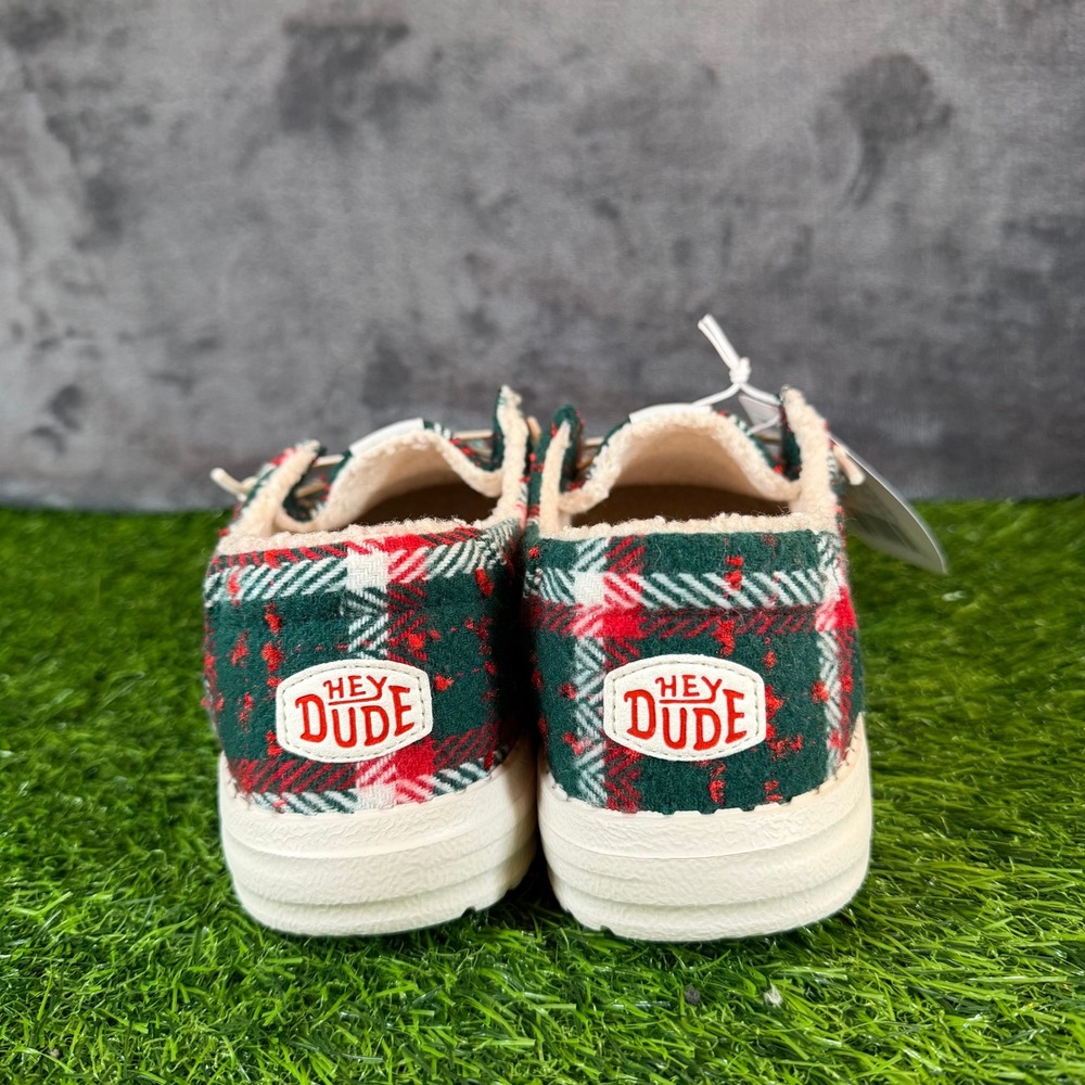 Hey Dude Wendy Confetti Plaid Cozy Red Green Multi Slip On Shoes Womens sz 7 NWT - Picture 5 of 12